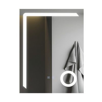 Oglinda pentru baie cu iluminare LED 60 cm x 80 cm, lupa cosmetica, functie dezaburire , intrerupator touch S