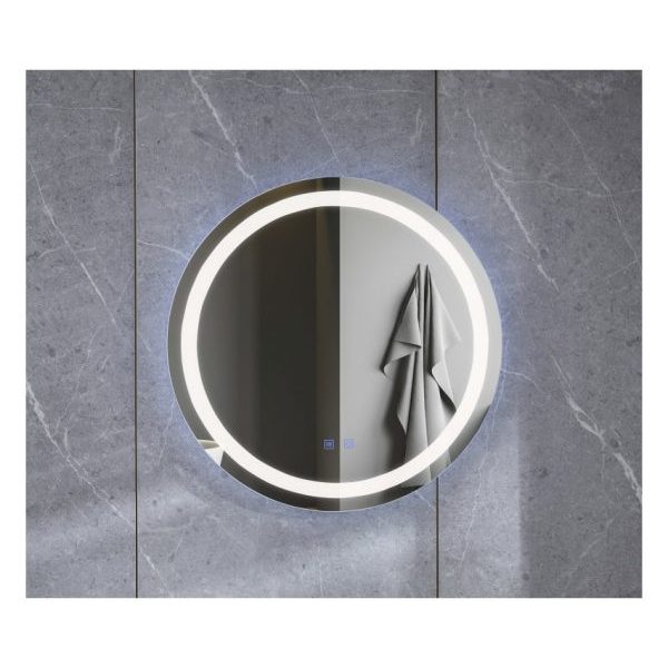 Oglinda pentru baie cu iluminare LED rotunda 70 cm, functie dezaburire , intrerupator touch
