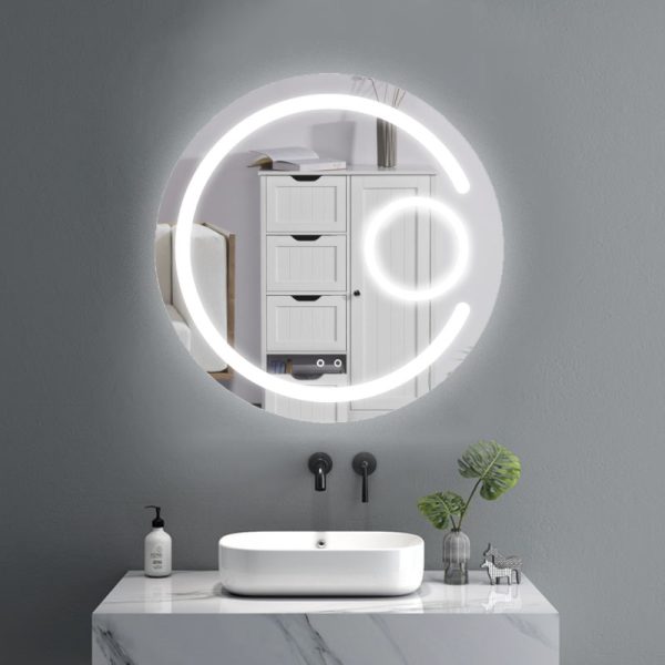Oglinda LED pentru baie ROTUNDA 70 cm cu lupa