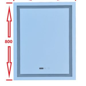 Oglinda pentru baie cu iluminare led, functie dezaburire, ceas si termometru 60 x 80 cm C