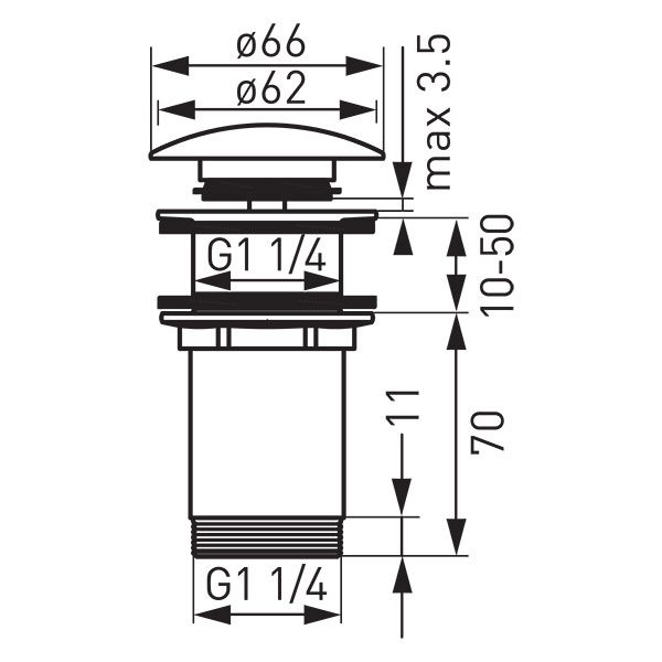 Rotondo - ventil click-clack D1 1/4” negru FERRO