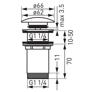 Rotondo ventil click-clack D1 1/4” bronz FERRO