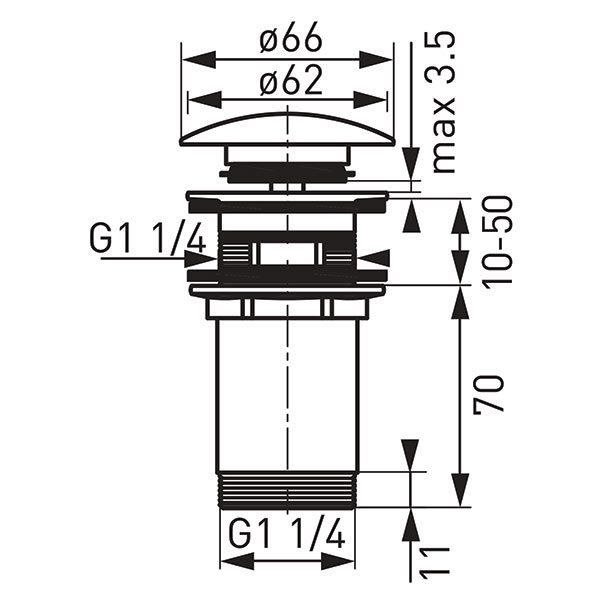 Rotondo - ventil click-clack D1 1/4” FERRO