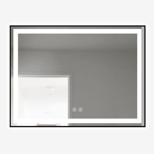 Oglinda LED pentru baie cu rama neagra din aluminiu 80 x 60 cm