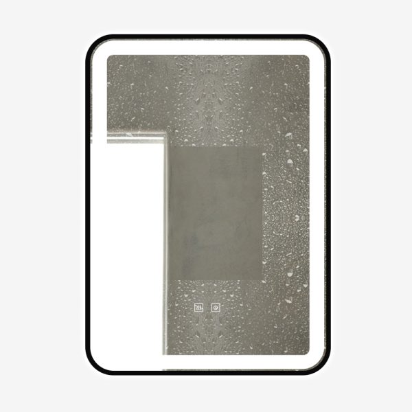 Oglinda LED pentru baie cu rama neagra din aluminiu 50 x 70 cm